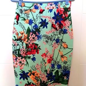 Floral Print Pencil Skirt
